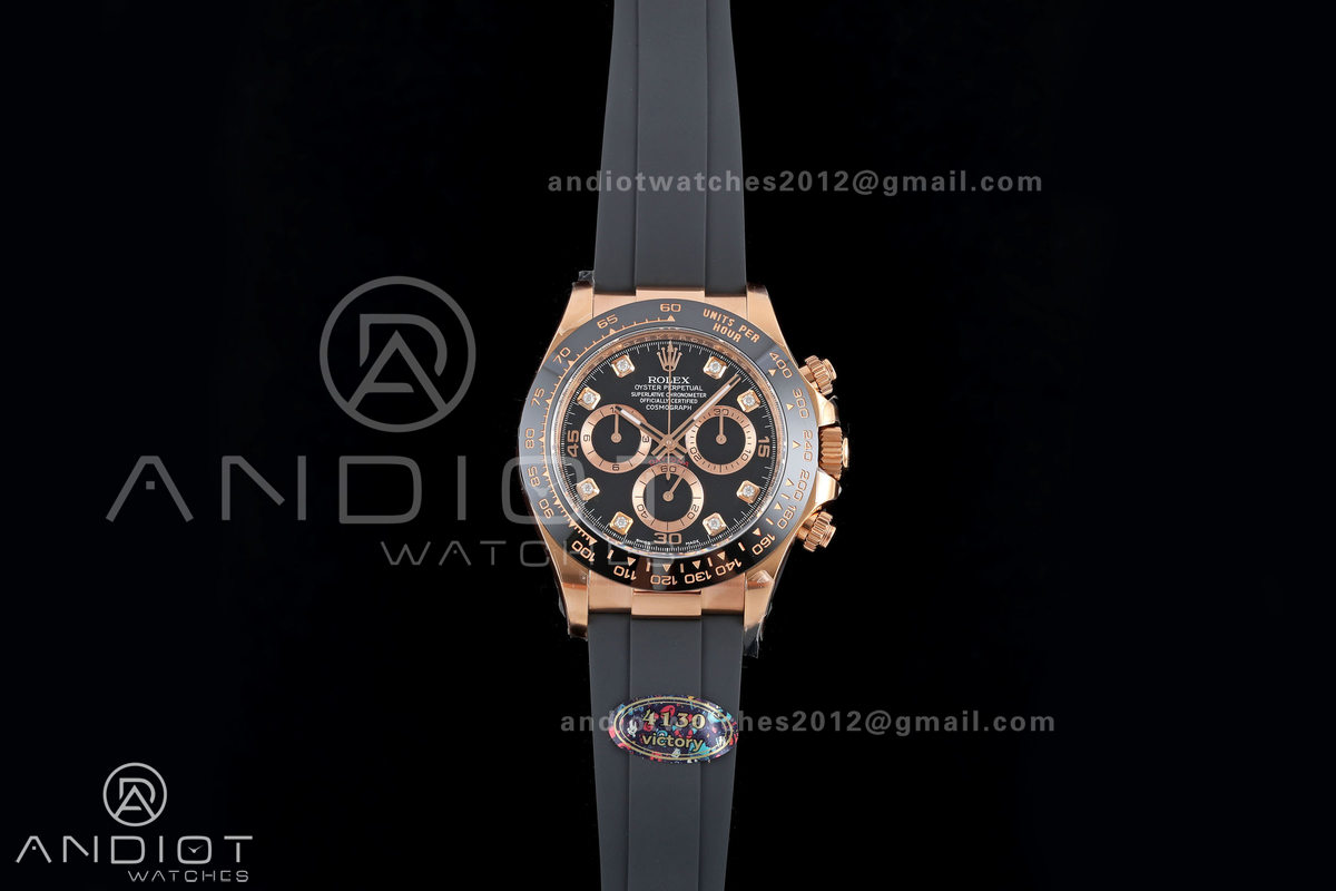 Daytona 116515 VF 1:1 Best Edition 904L Steel Black Diamonds Dial on Oysterflex Strap DD4130